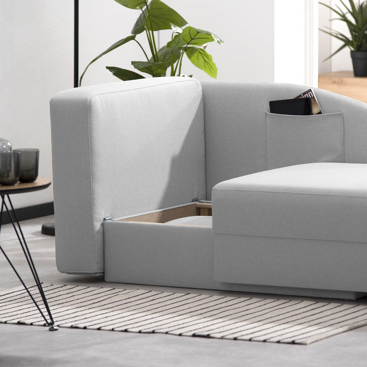 RECAMIERE Armlehne rechts Kalila Bezug Flachgewebe Kunststoff / hellgrau - Grau, Kunststoff (154/86/93cm) - 58aufmkessel