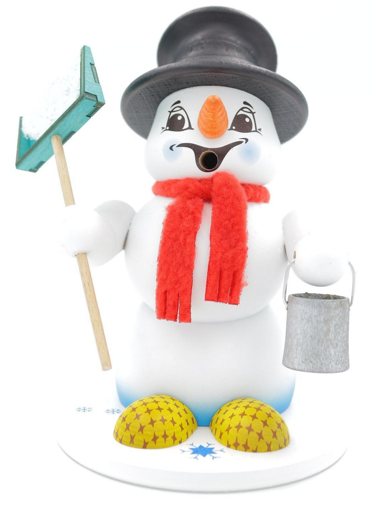RAUCHFIGUR Schneemann Weiß Schneeschieber 19 cm - Multicolor, Holz (15/19/0.1cm)