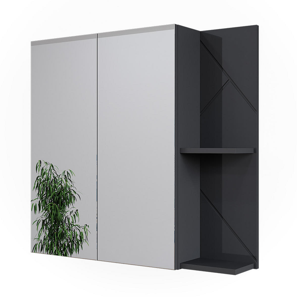 BADSPIEGELSCHRANK Irma Anthrazit Hochglanz 80 x 75 cm - Anthrazit, Holzwerkstoff (80/75/17.2cm) - Vicco