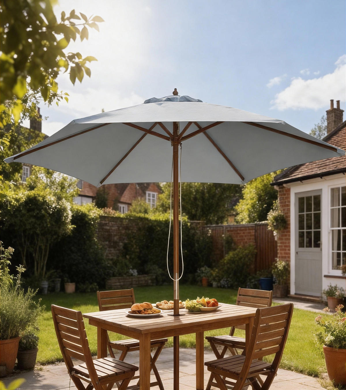 SONNENSCHIRM, Bambus, Polyester, Grau - Grau, Holz (250/250cm) - Outsunny