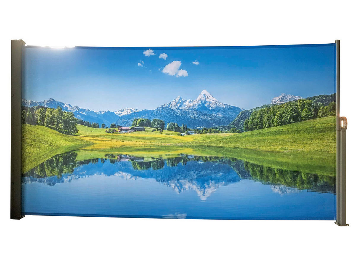 SEITENMARKISE Fabi Motiv Bergsee Mehrfarbig Markise ausziehbar - Blau, Kunststoff (9/160/300cm) - DELUKE