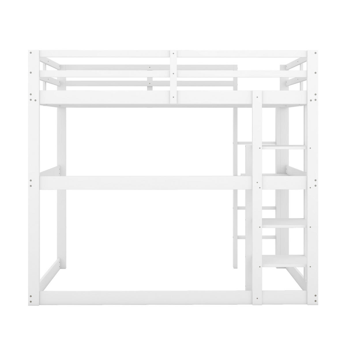 KINDERHOCHBETT 140x200cm Weiß Kiefer 4 Ablagefächer Schreibtisch - Weiß, Holz (140/200cm) - FLIEKS