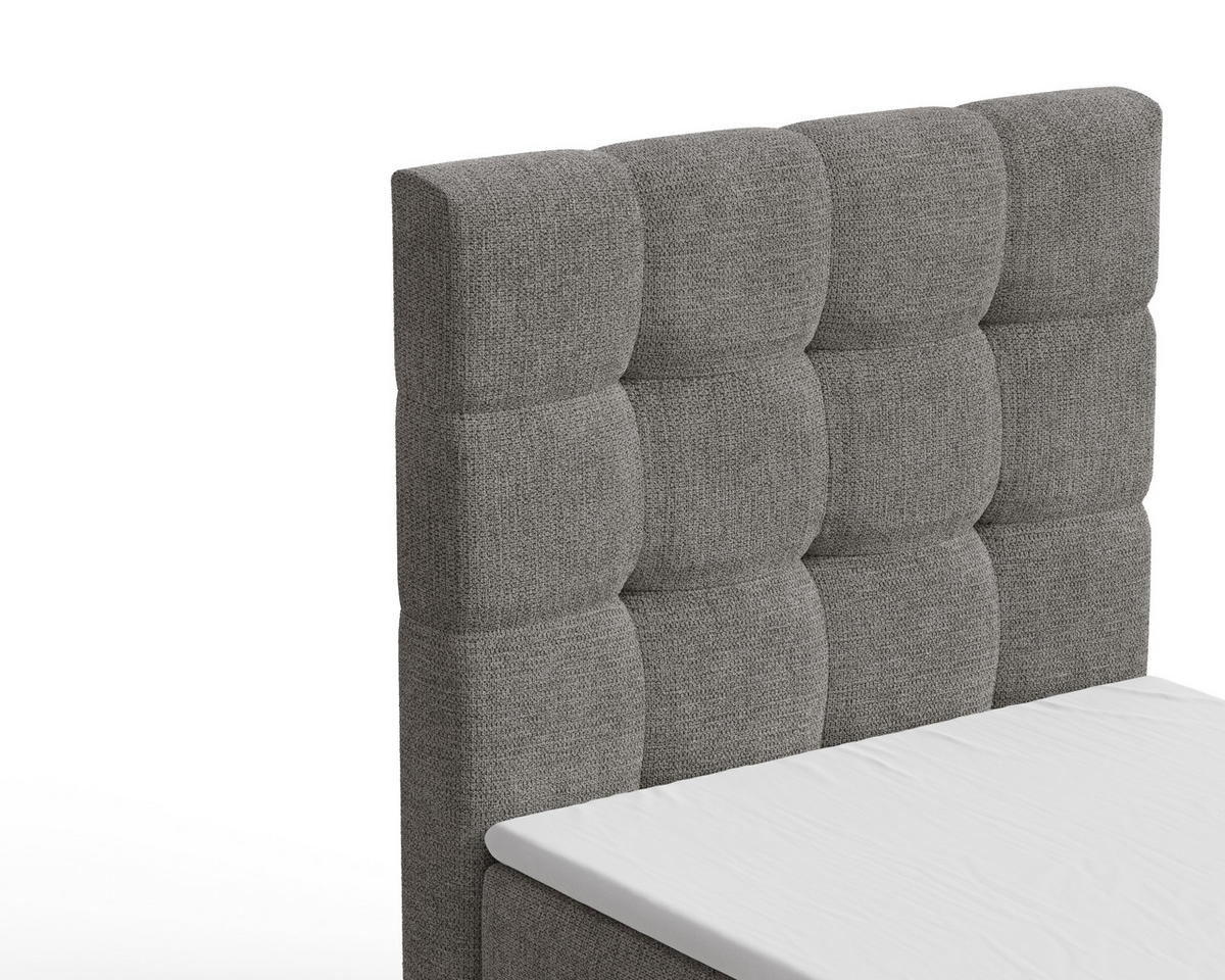 BOXBETT - Bett 05 OSLO - Aragon - 90x200 cm - mit Bettkasten und Komfort-Topper - Grau, Holz (90/200cm) - ROYAL24_MARKT