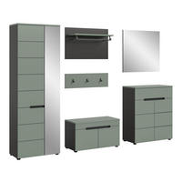 GARDEROBE Nova 5-tlg. (B/H/T: ca. 255/190/37 cm) in Basalt grau/Smoke Green - Grau, Holzwerkstoff (255/190/37cm)