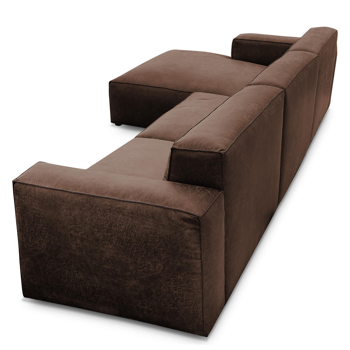 ECKSOFA mit Longchair - Dunkelbraun/Schwarz, Kunststoff (345/170cm) - home24