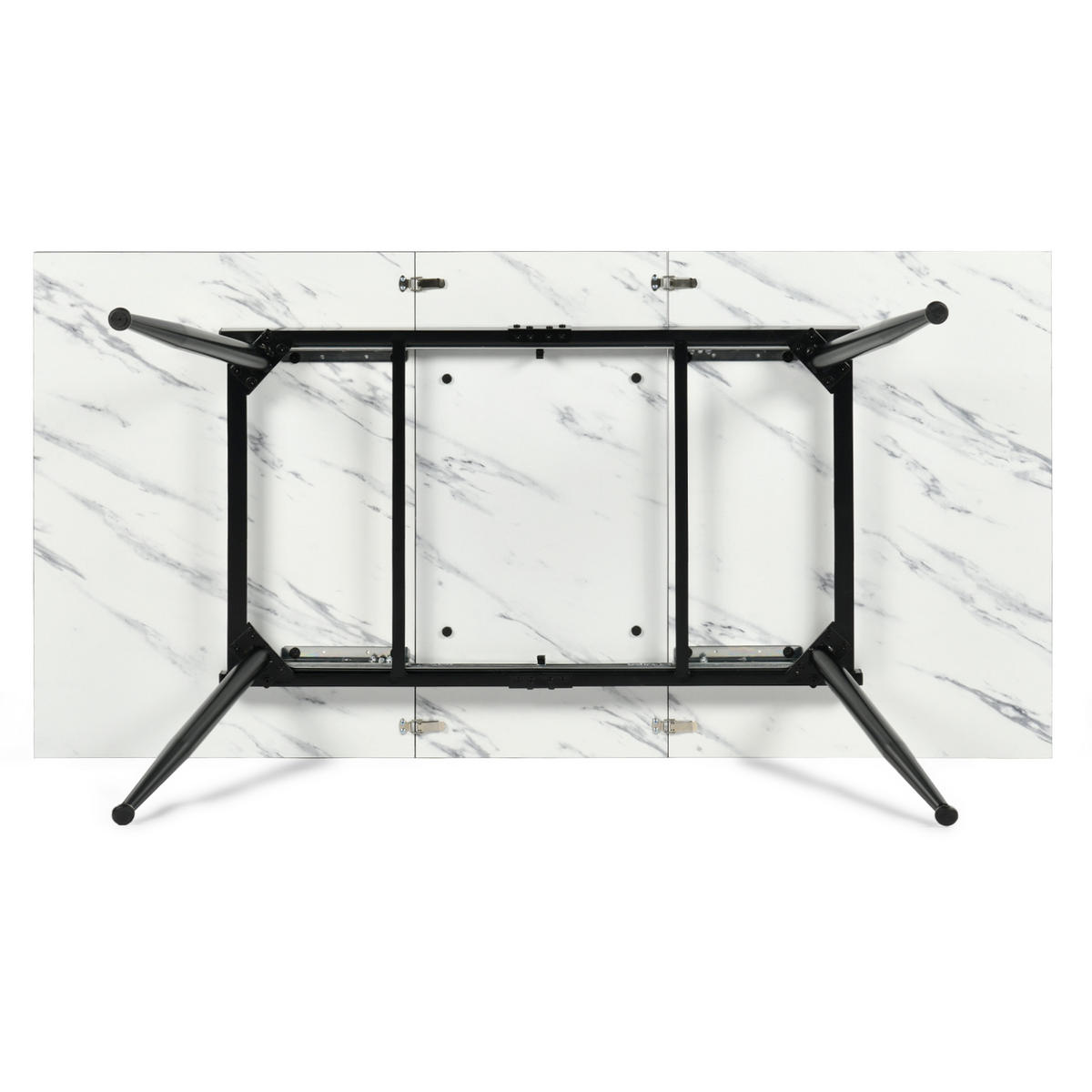 ESSTISCH Weiß Marmormuster rechteckig ausziehbar 120-160/80/75cm - Schwarz/Weiß, Holz/Metall (80/120/75cm) - Urban Meuble