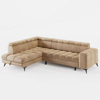 ECKSOFA CANDY CANE Links Beige Velours-Stoff mit Schlaffunktion und Bettkasten - Beige, Textil (264/192cm) - Barchello