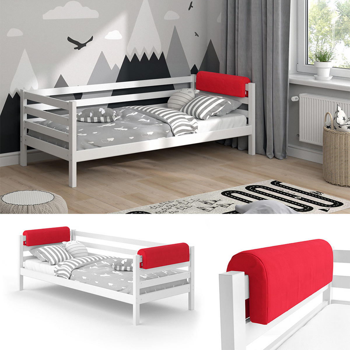 BETTUMRANDUNG Rot 70 x 20 cm - Rot, Textil (70/20/14cm) - VitaliSpa