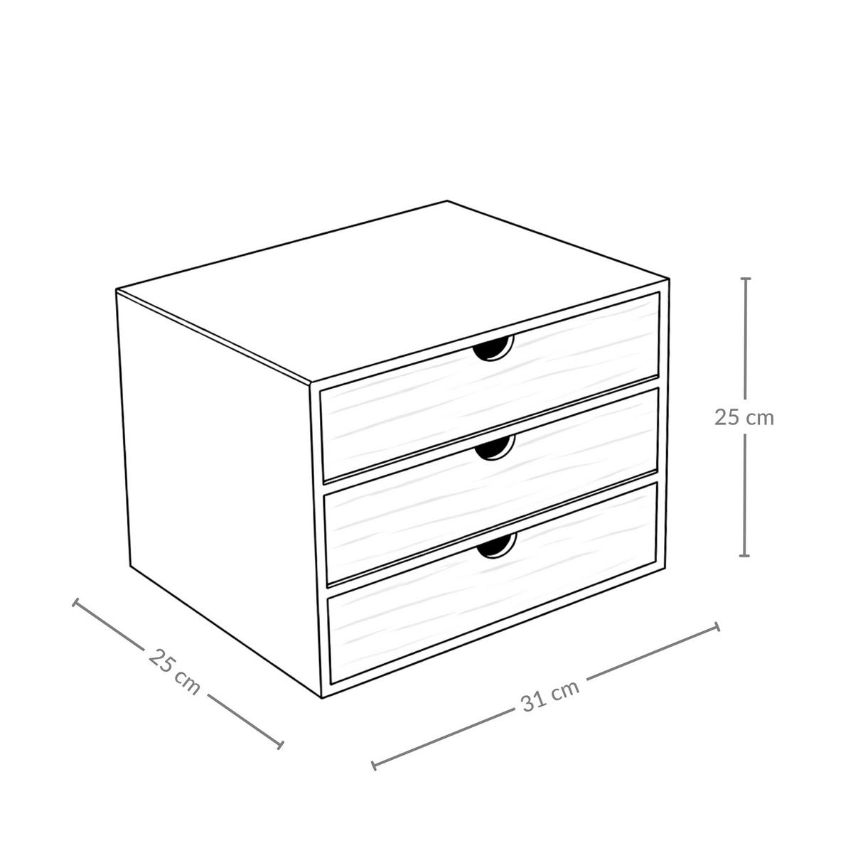 BÜROORGANIZER Hego Bambus 25 cm Schubladen - Schwarz, Naturmaterialien (25/31/25cm) - BOXIMO