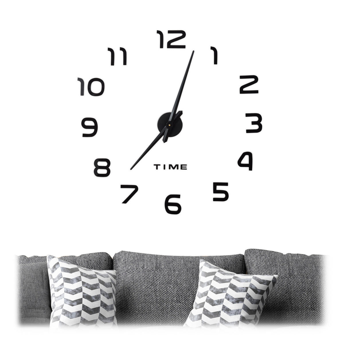 WANDUHR - Schwarz, Kunststoff/Textil (10/39/3.5cm) - Relaxdays