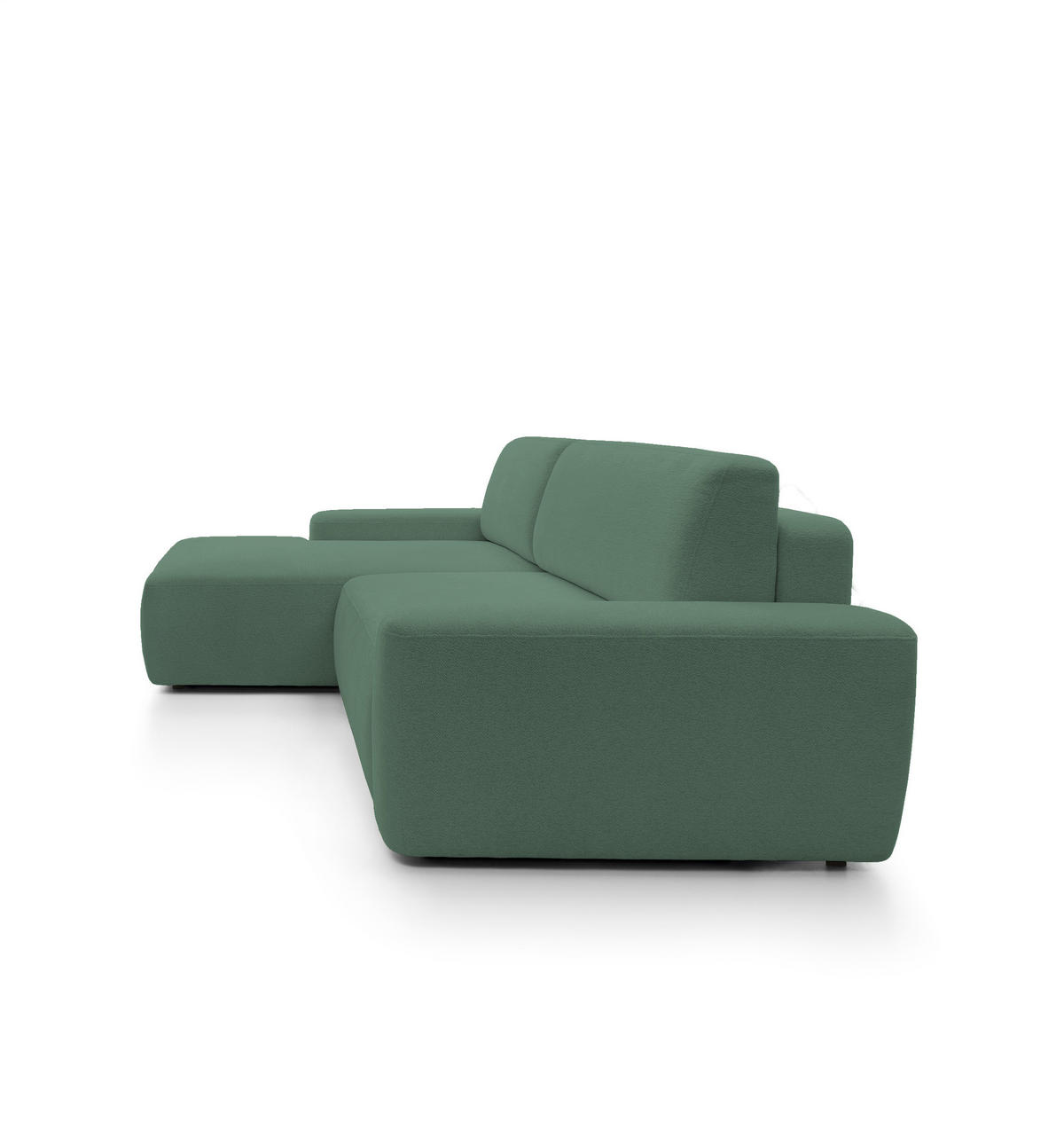 ECKSOFA BOULI 4-Sitzer ECKSOFA BOULI Raven Polstersofa mit Schlaffunktion 130x210cm Bettzeugablage 264x162x82cm linksseitig Farbe: grün - Grün, Holz/Textil (162/264cm) - DomoHome