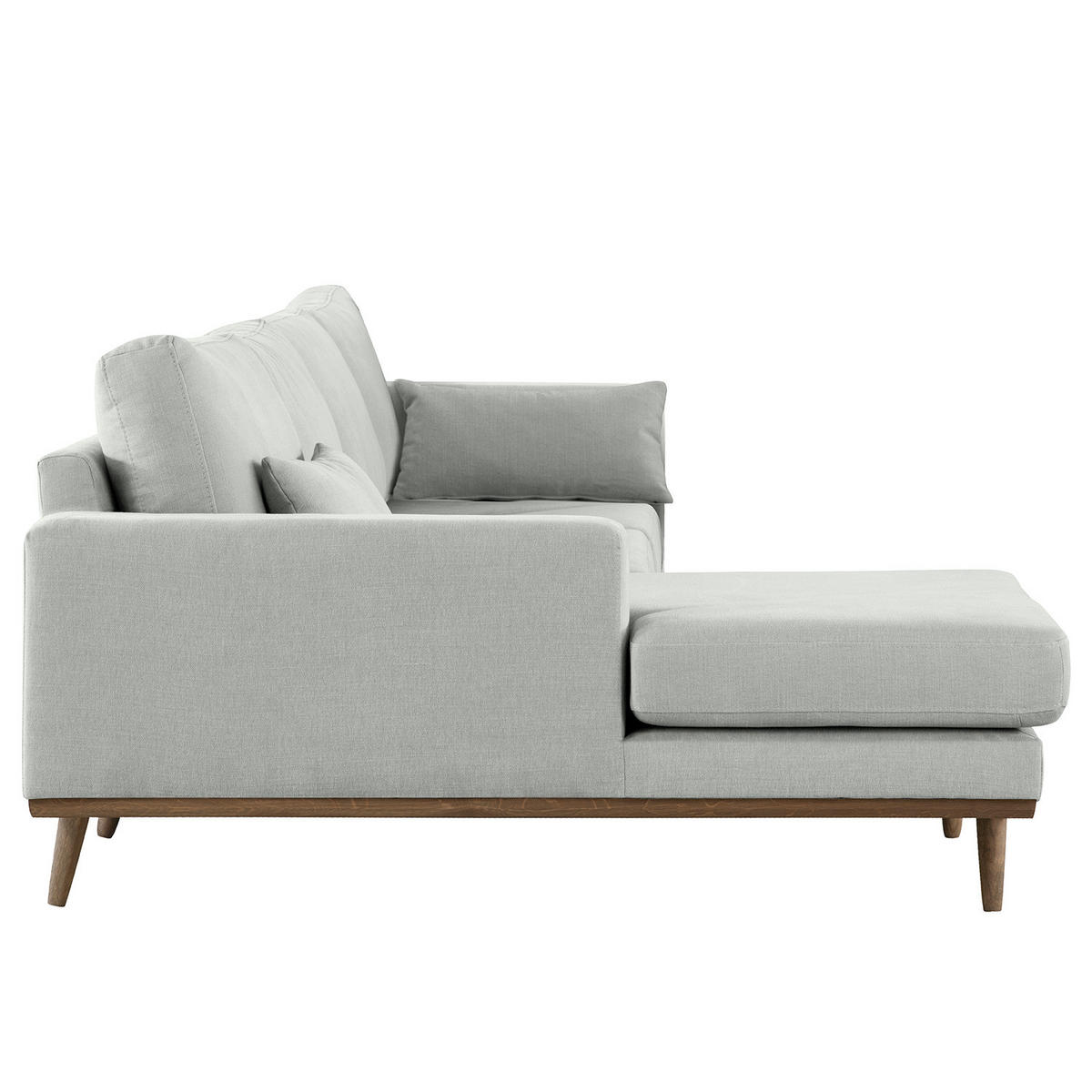 ECKSOFA mit Longchair - Eichefarben/Grau, Naturmaterialien/Eichenholz (281/153cm) - home24