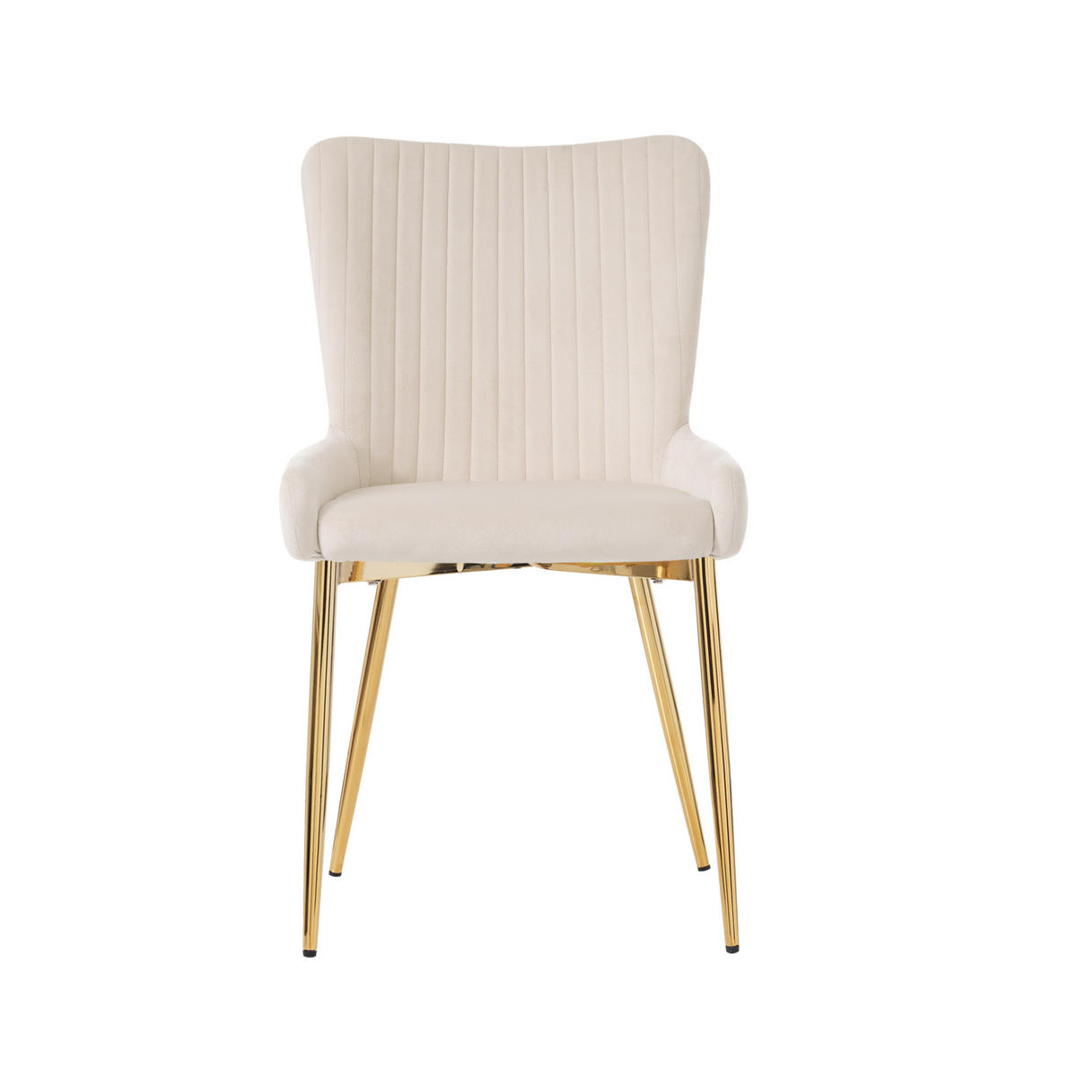 ESSZIMMERSTUHL 4er-Set Samt Beige mit goldfarbenen Metallbeinen - Beige, Metall (47/85/58.1cm) - Meubliv