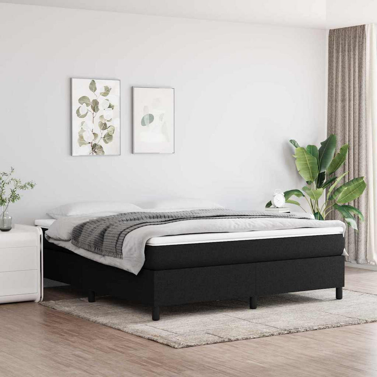 BOXSPRINGBETT 180/200 Cm Schwarz Gewebe - Schwarz, Textil (180/203cm) - vidaXL