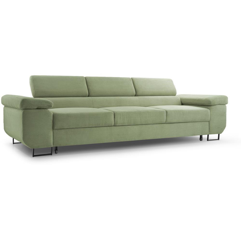 3-SITZERSOFA mit Schlaffunktion Navio hellgrün - Schwarz/Hellgrün, Textil (274/90/98cm) - Beautysofa