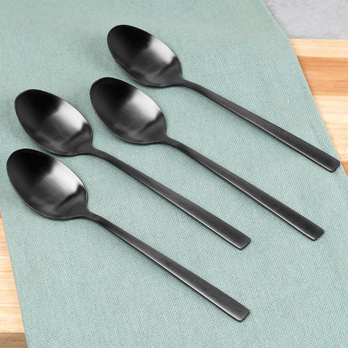 TEELÖFFEL Stahl 4 Stück. Schwarz - Schwarz, Metall - Excellent Houseware