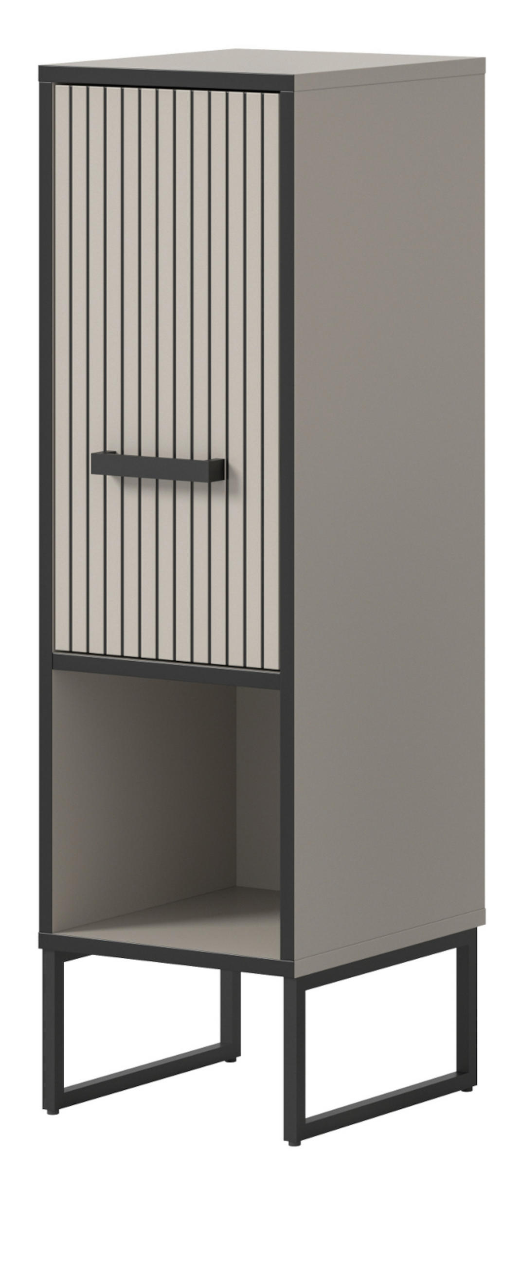 KOMMODE schwarz, sand 30 cm, Badschrank mit Soft-Close - Sandfarben/Schwarz, Holzwerkstoff/Metall (30/101/32cm) - Inn.Furn