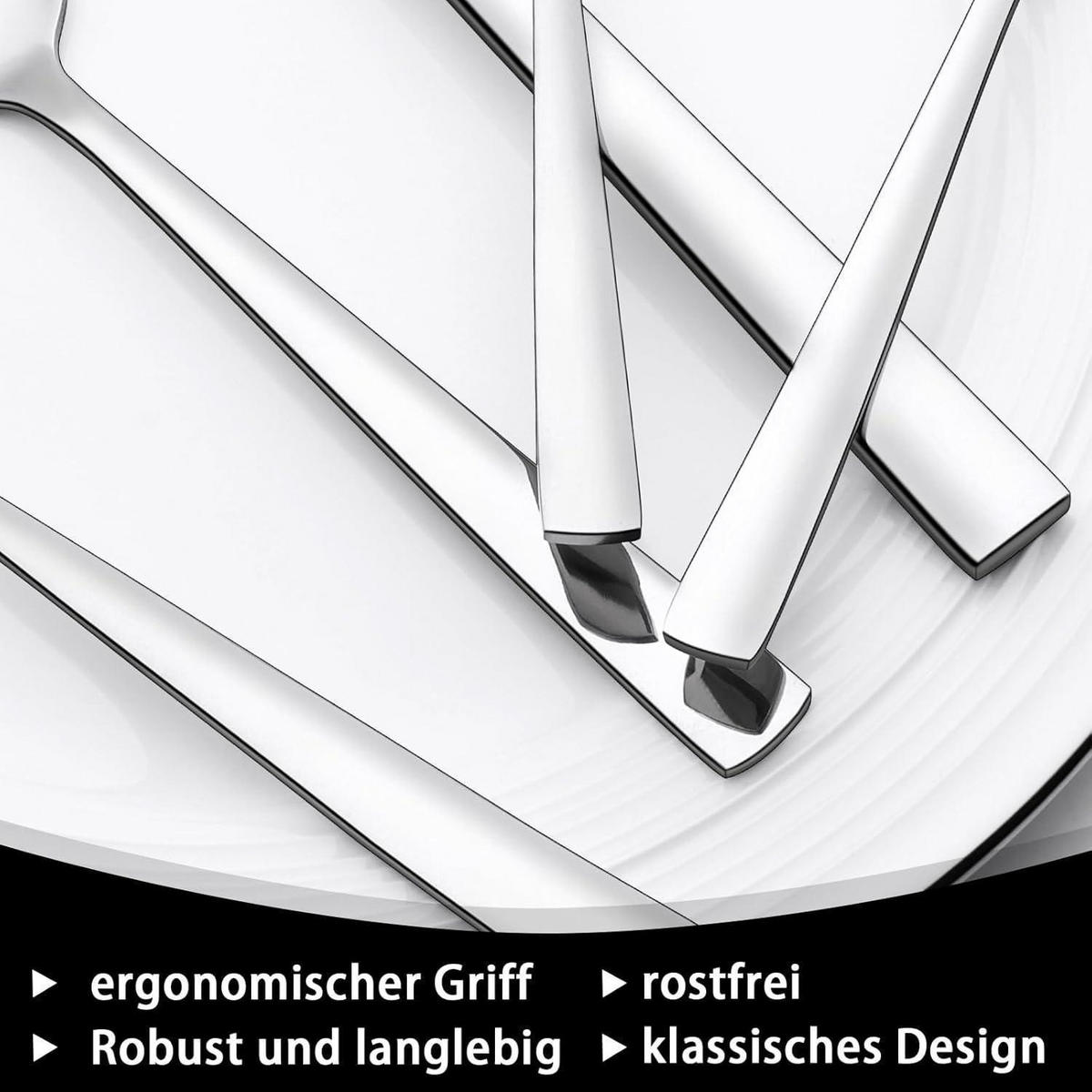 BESTECKSET 30-teilig für 6 Personen Edelstahl Hochglanzpoliert - Silberfarben, Metall