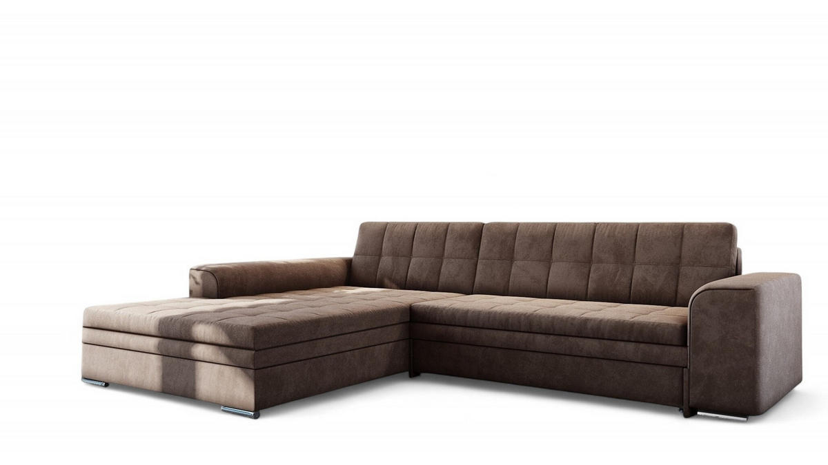 ECKSOFA Lusaka Mit Schlaffunktion - Braun, Holzwerkstoff/Textil (292/198cm) - Fun Möbel