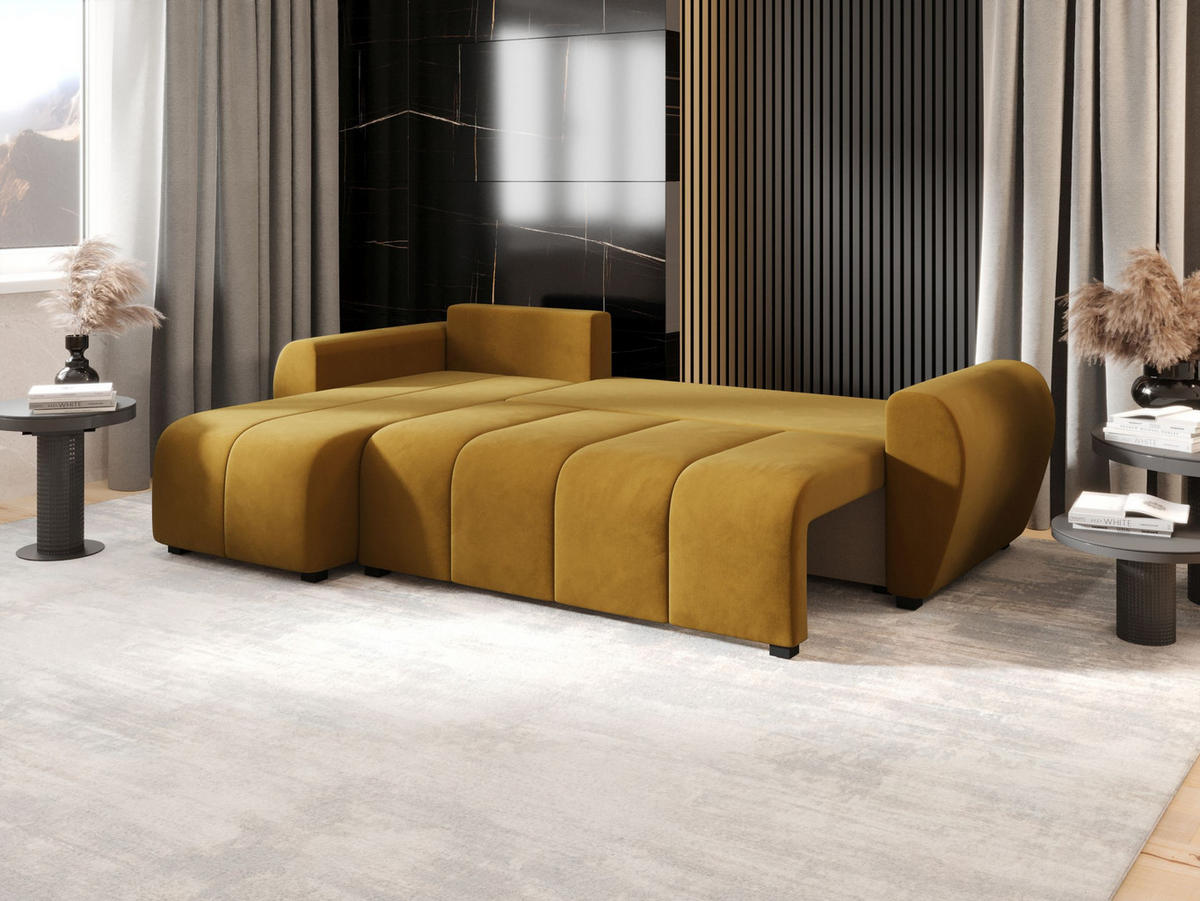 ECKSOFA MOLISA L Itaka 33 Rechts mit Schlaffunktion - Currygelb, Textil (245/145cm) - Bedante