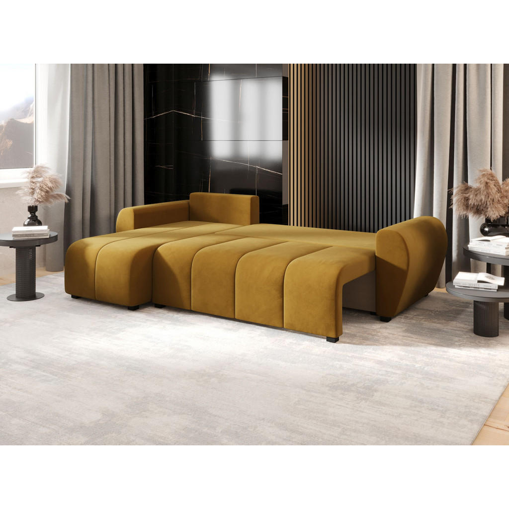 Thumbnail - Bedante Ecksofa, Currygelb, Textil, 4-Sitzer, 245x145 cm, Wohnzimmer, Sofas & Couches, Wohnlandschaften, Ecksofas
