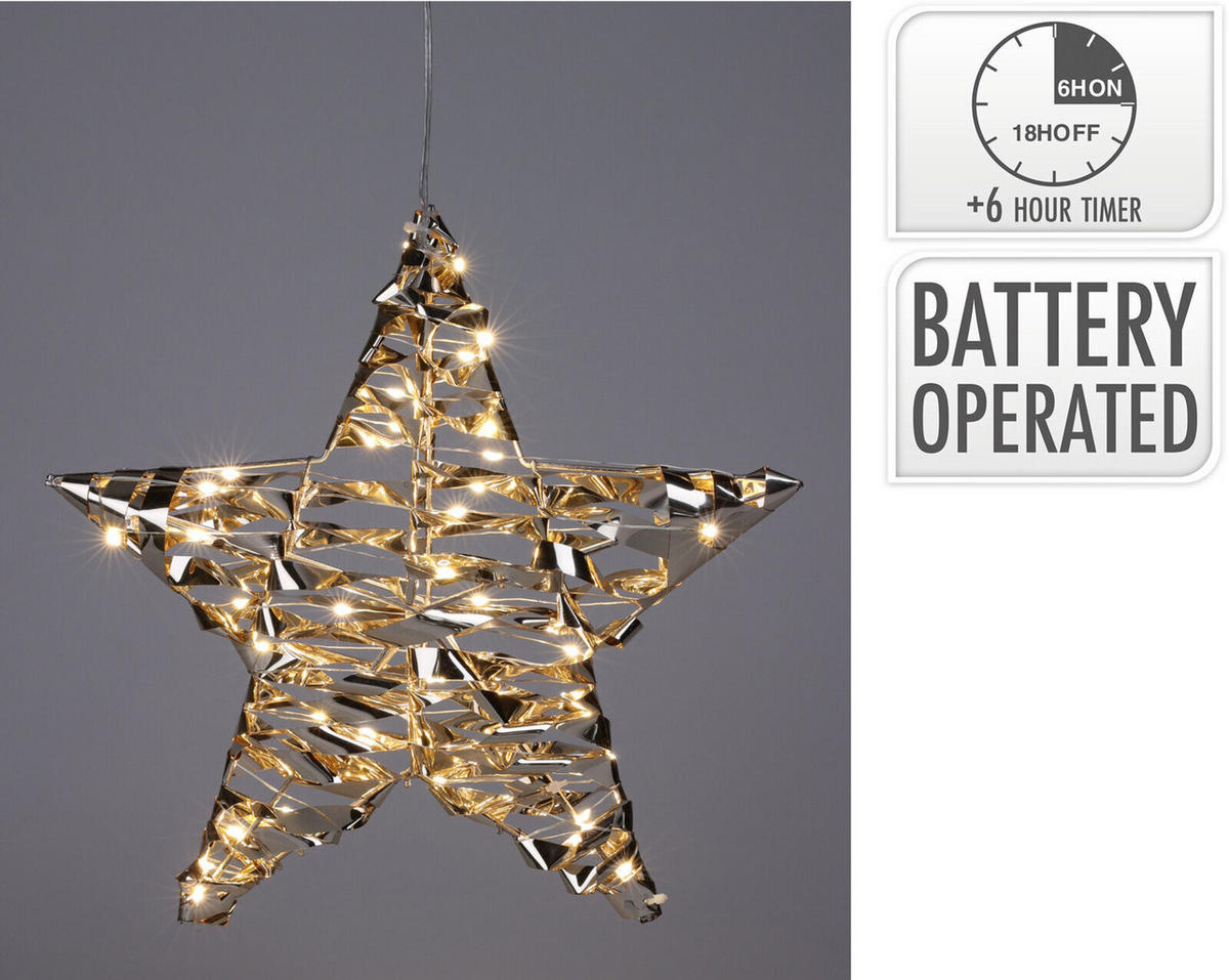 LICHTDEKORATION Stern 30 cm - Goldfarben, Kunststoff (8/30/30cm) - Home Styling Collection