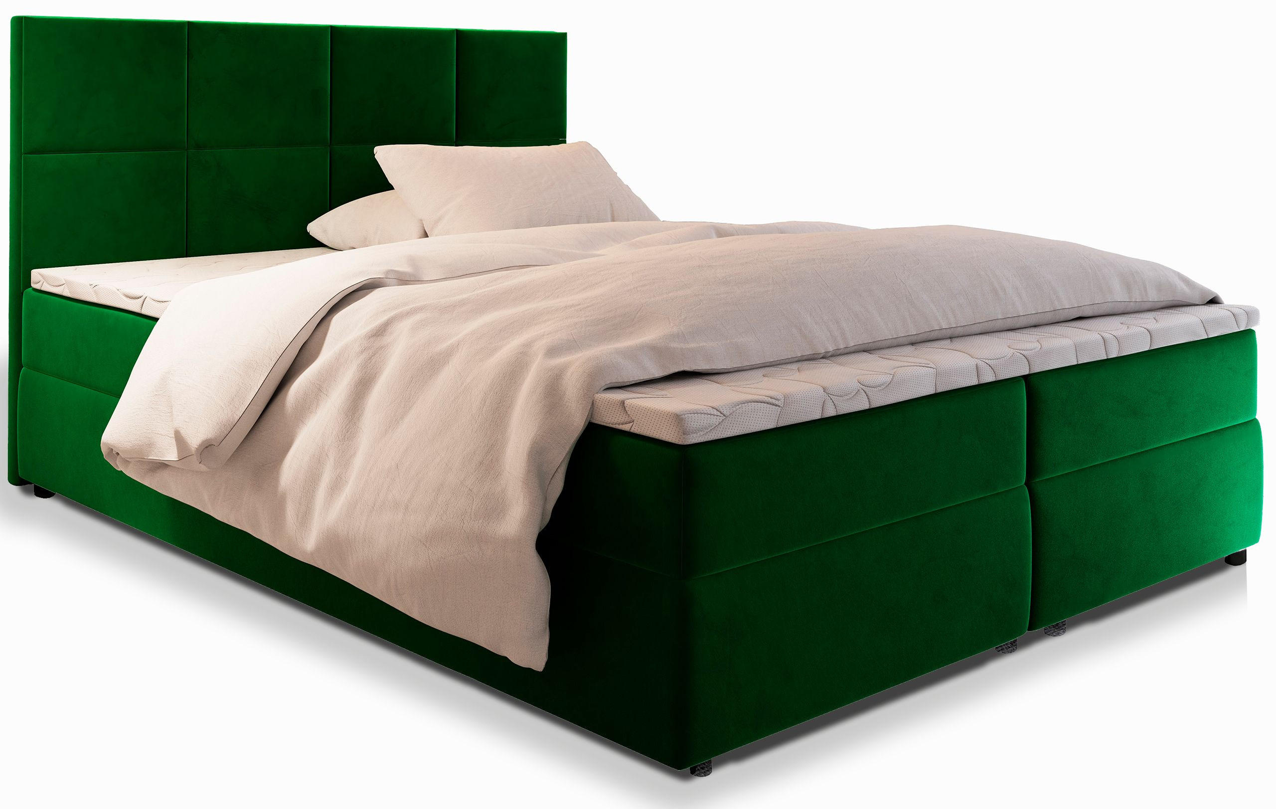 BOXBETT LENA 140x200 cm mit Matratze und Topper - Grün - Grün, Holz (140/200cm) - MASSENO