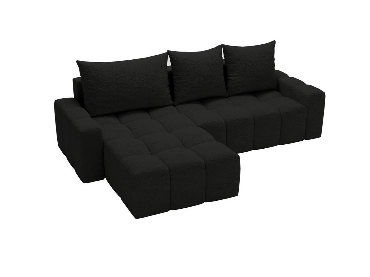 ECKSOFA Bresso Bouclé-Stoff Schwarz - Schwarz, Holz/Textil (255/168cm) - Graingold
