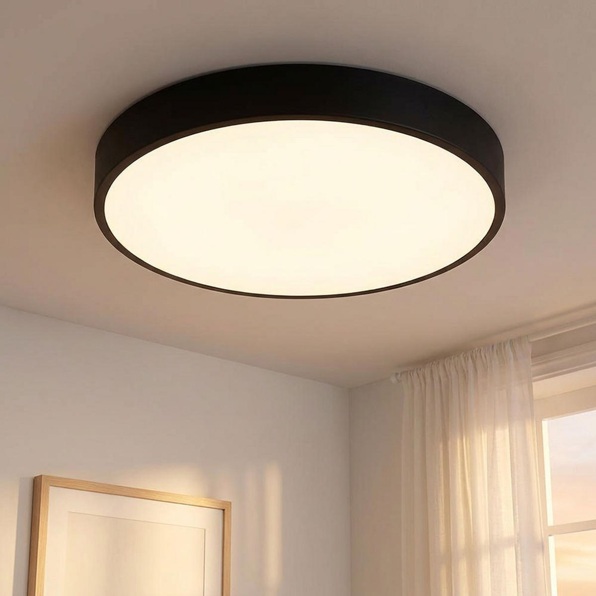 DECKENLEUCHTE LED Metall Schwarz matt CCT - Schwarz, Metall (37.8/37.8/7cm) - Globo Lighting