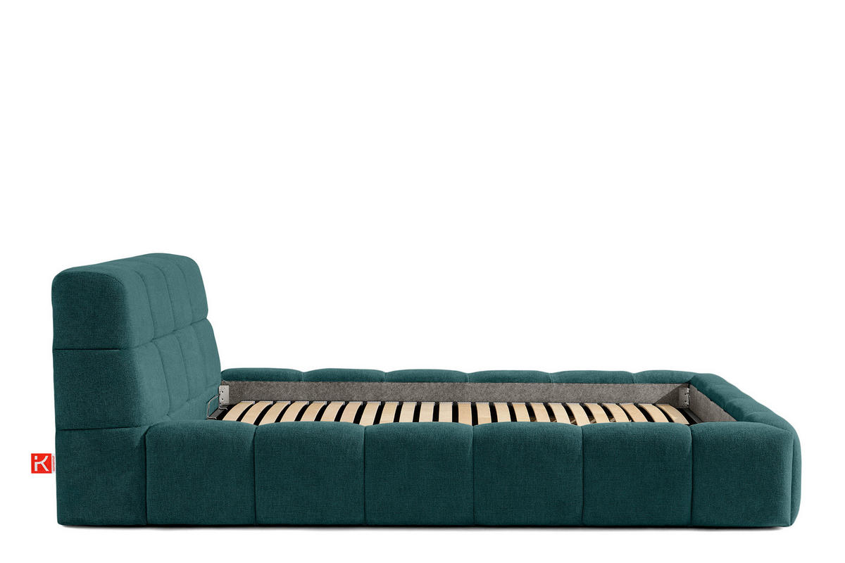 POLSTERBETT AERI 140/160/180/200 mit Rahmen und Bettkasten, blau - Blau, Holz/Holzwerkstoff (140/200cm) - KONSIMO®