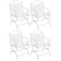 GARTENSTUHL 4er Set Metall antik weiß - Weiß, Metall (56/92/53cm) - CLP