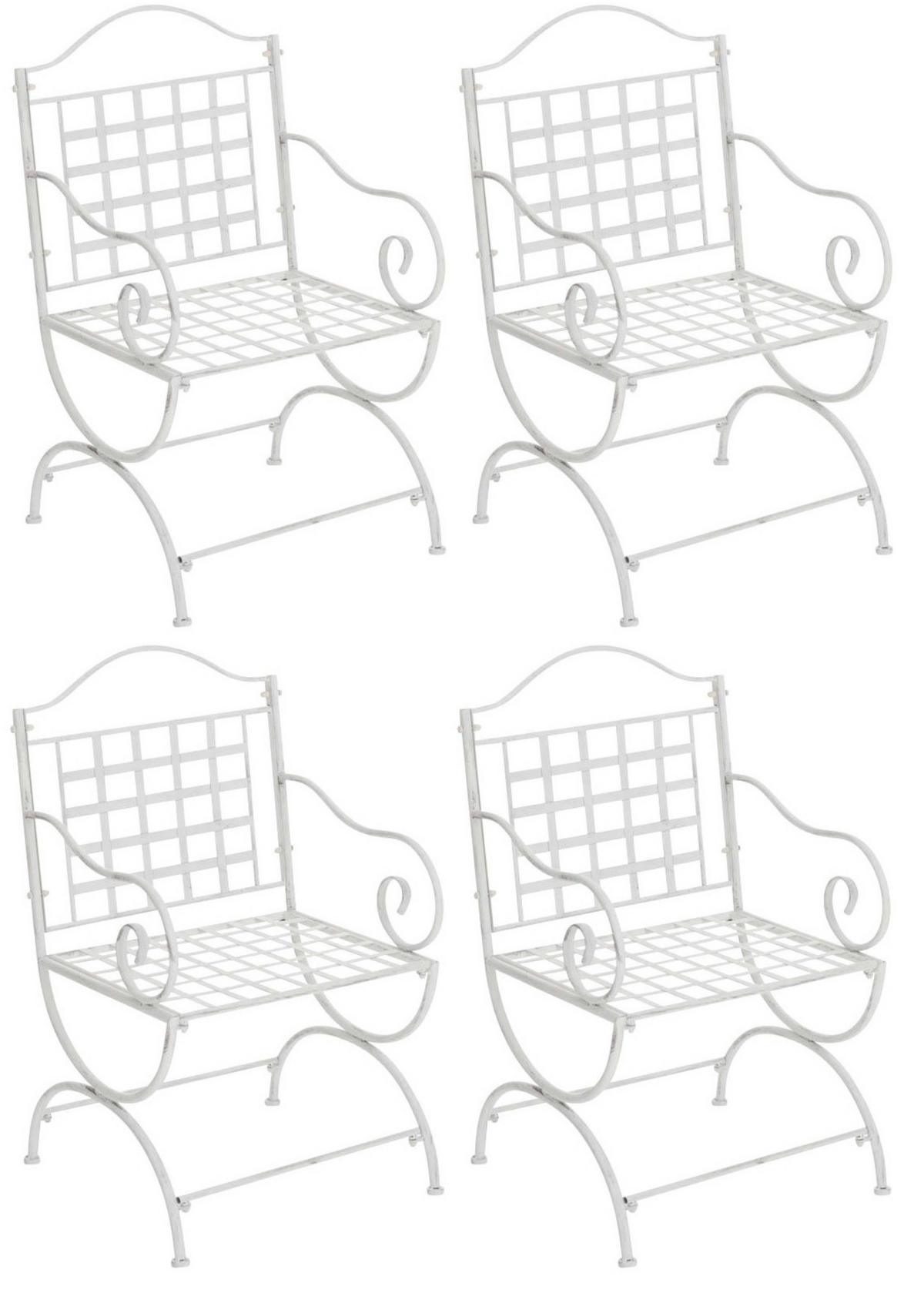 GARTENSTUHL 4er Set Metall antik weiß - Weiß, Metall (56/92/53cm) - CLP