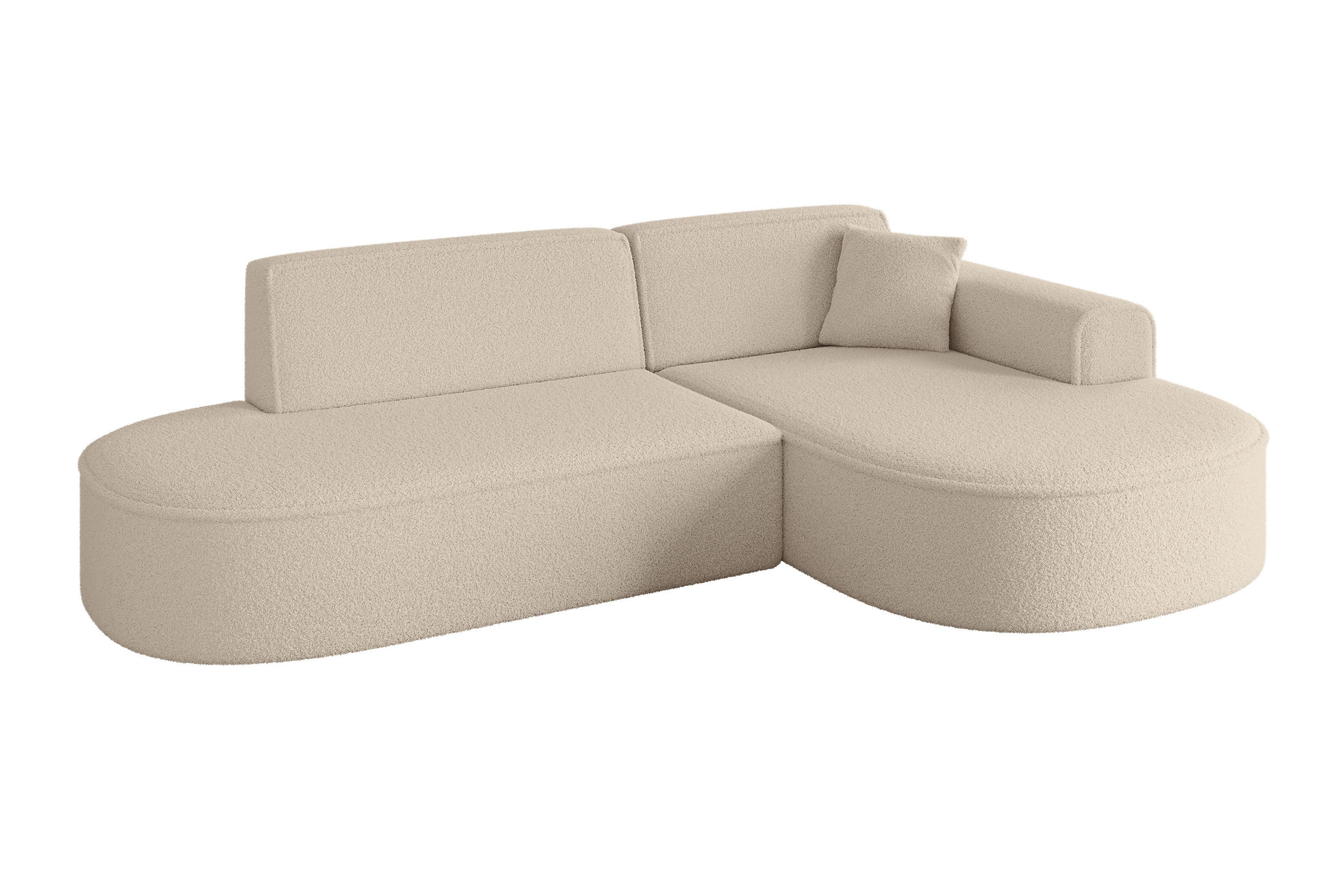 ECKSOFA Ottomane Rechts MARI-L1 - 243x171x79 cm Dunkelbeige Bouclé - Hellbraun/Schwarz, Holzwerkstoff/Kunststoff (171/243cm) - ALTDECOR