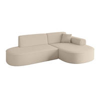 ECKSOFA Ottomane Rechts MARI-L1 - 243x171x79 cm Dunkelbeige Bouclé - Hellbraun/Schwarz, Holzwerkstoff/Kunststoff (171/243cm) - ALTDECOR