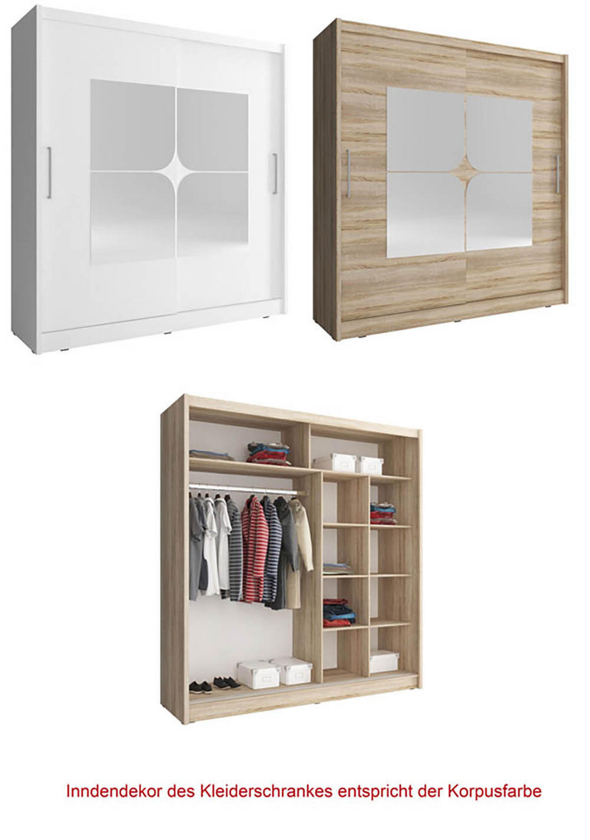 SCHIEBETÜRENSCHRANK Maja VII weiß 200 / 62 / 214cm - Weiß, Holz/Holzwerkstoff (200/214/62cm) - Feldmann-Wohnen