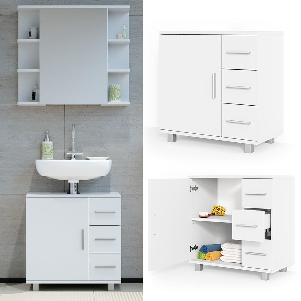 WASCHBECKENUNTERSCHRANK Ilias Weiß 60 x 60 cm - Weiß, Holzwerkstoff (60/60.8/33cm) - Vicco