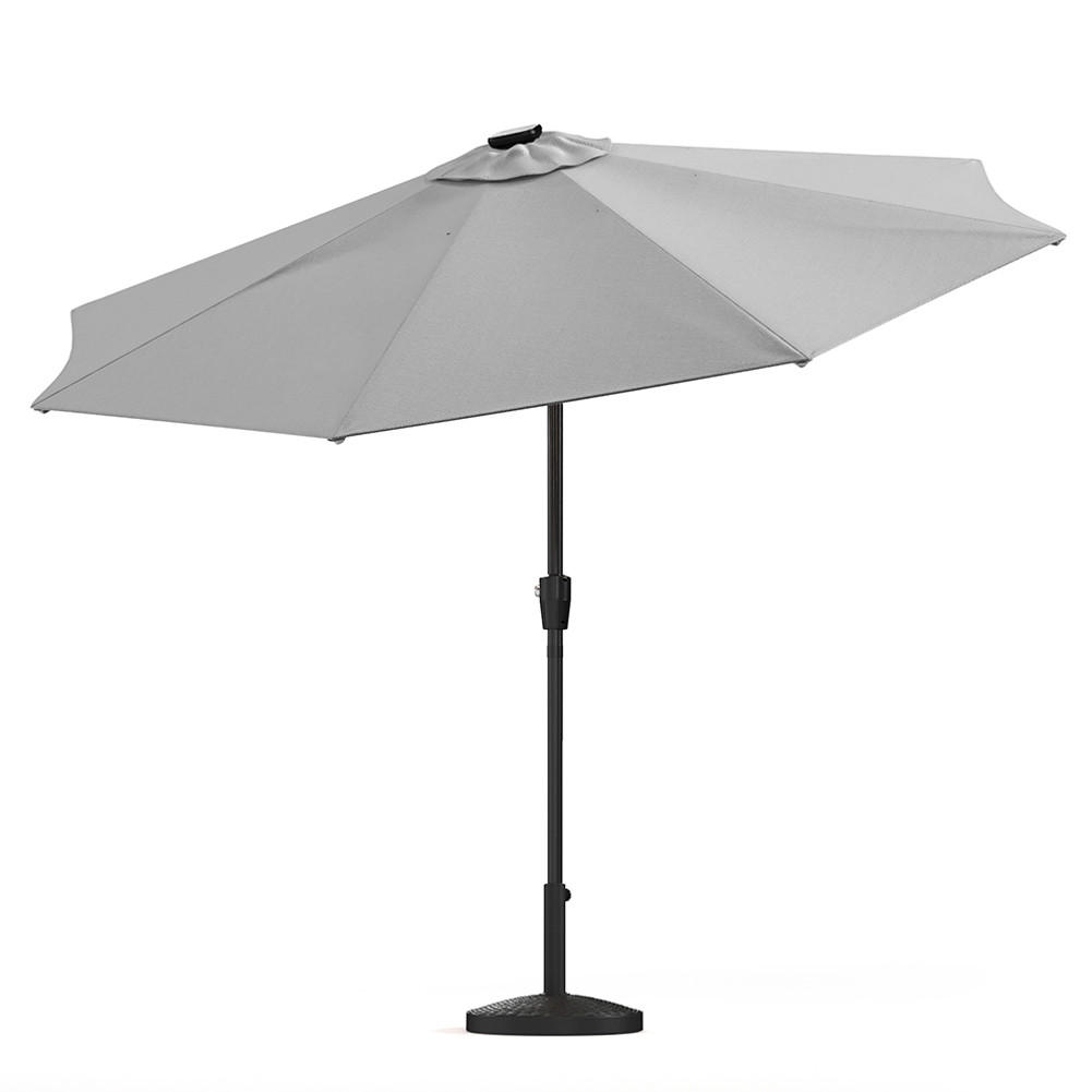 SONNENSCHIRM aus Polyester Metall in Hellgrau mit Resin-Sockel drehbar 360° neigbar 60° 3 x 2.4m Ø49 × 32 cm - Grau, Metall (300/240cm) - Livingandhome