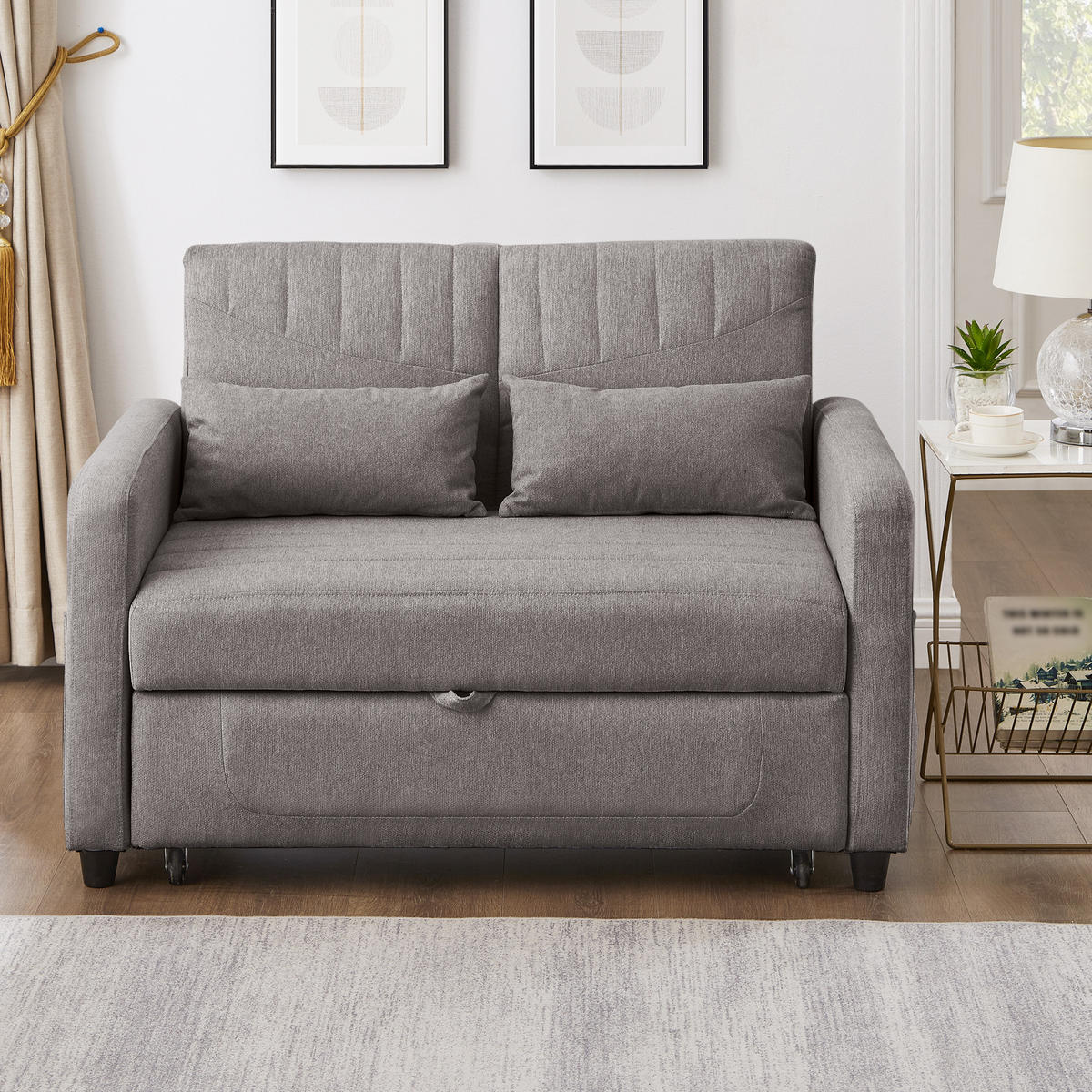 SOFABETT 114/77/82,5 cm Grau - Grau, Textil (77/82.5/114cm)