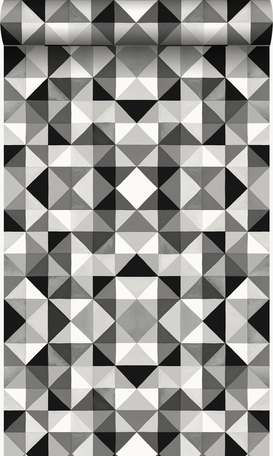 TAPETE kubistisches Muster 53 cm x 10.05 m - Schwarz, Papier (53/1000cm) - Origin Wallcoverings