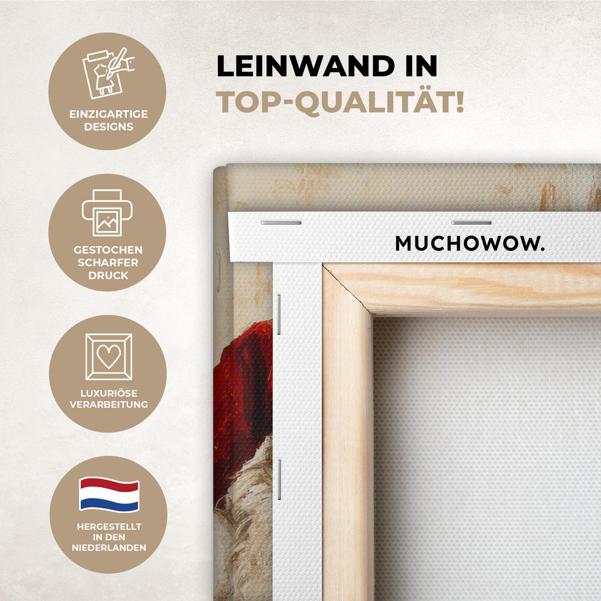 LEINWANDBILD Weihnachtsmann - Rentier - Weihnachten 20x30 cm - Rotbraun, Textil (20/30cm) - MuchoWow