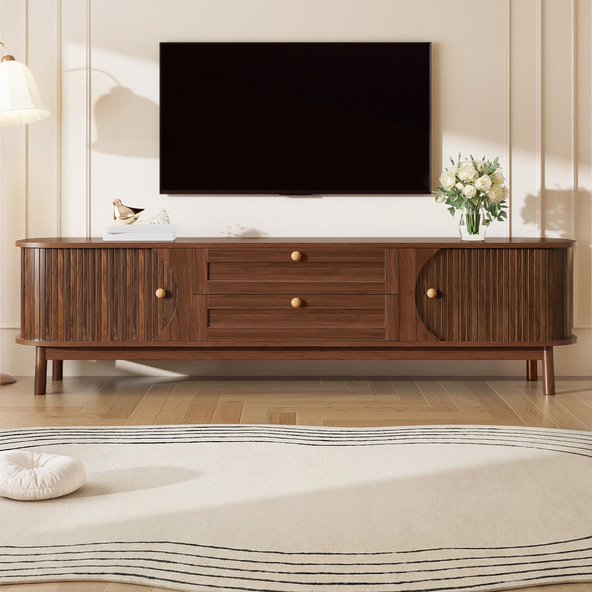 TV-SCHRANK Holzoptik Schubladen Stauraum modern - Walnussfarben, Holzwerkstoff (39.5/46/170cm) - FLIEKS