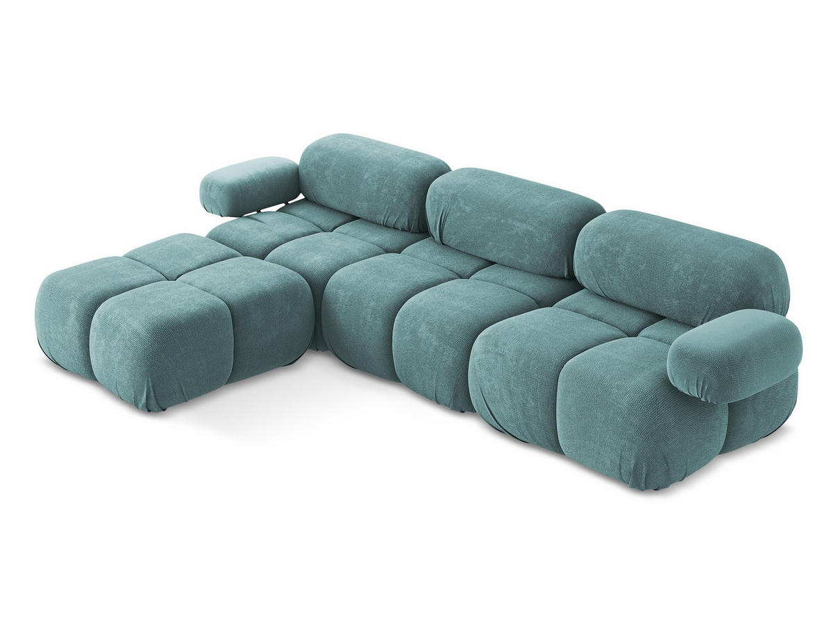ECKSOFA Beidseitig Chenille Stoff Blau - Blau/Beige, Kunststoff/Textil (285/191cm) - Makamii