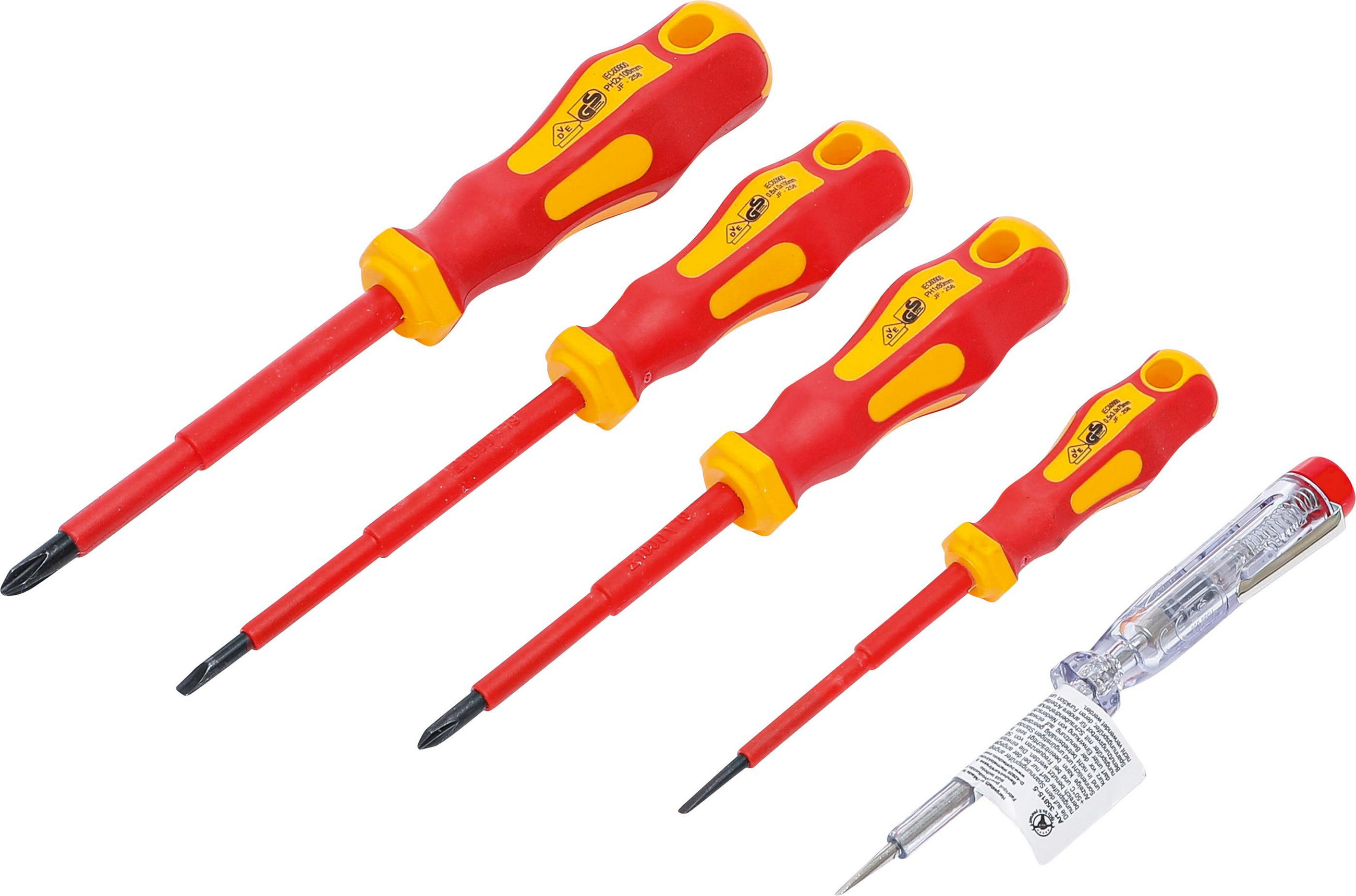 VDE-ELEKTRIKER-SCHRAUBENDREHER-SATZ | SCHLITZ/KREUZSCHLITZ | 5-TLG. - Multicolor, Kunststoff/Metall (1/1cm) - BGS technic