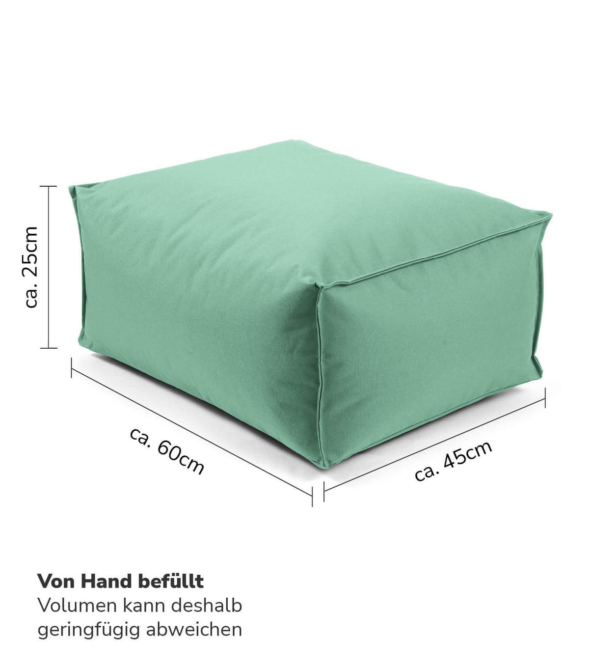 OUTDOOR POUF Der Ruhestifter - Mintgrün, Textil (60/25/45cm) - Mokebo