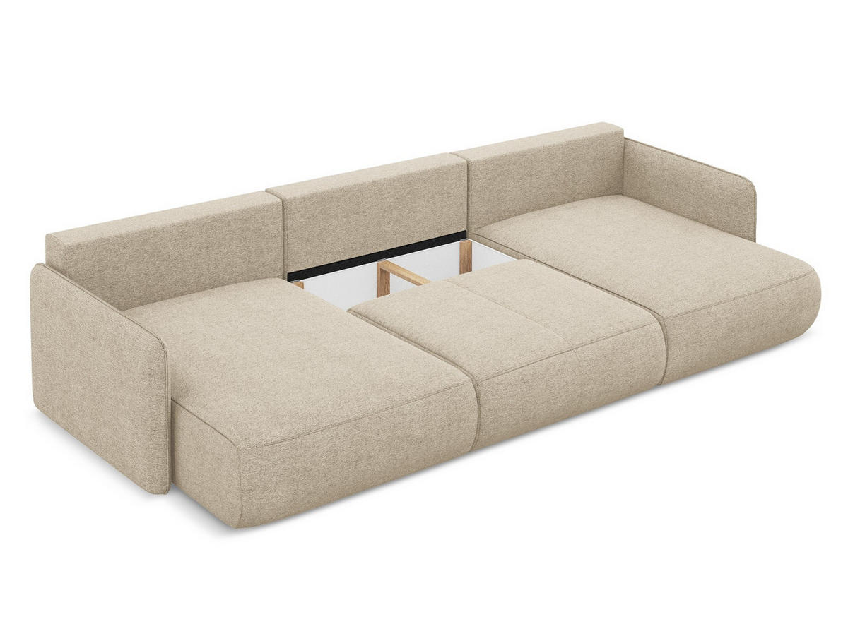 WOHNLANDSCHAFT Chenille Stoff Beige - Beige/Schwarz, Kunststoff/Textil (290/86/148cm) - Makamii