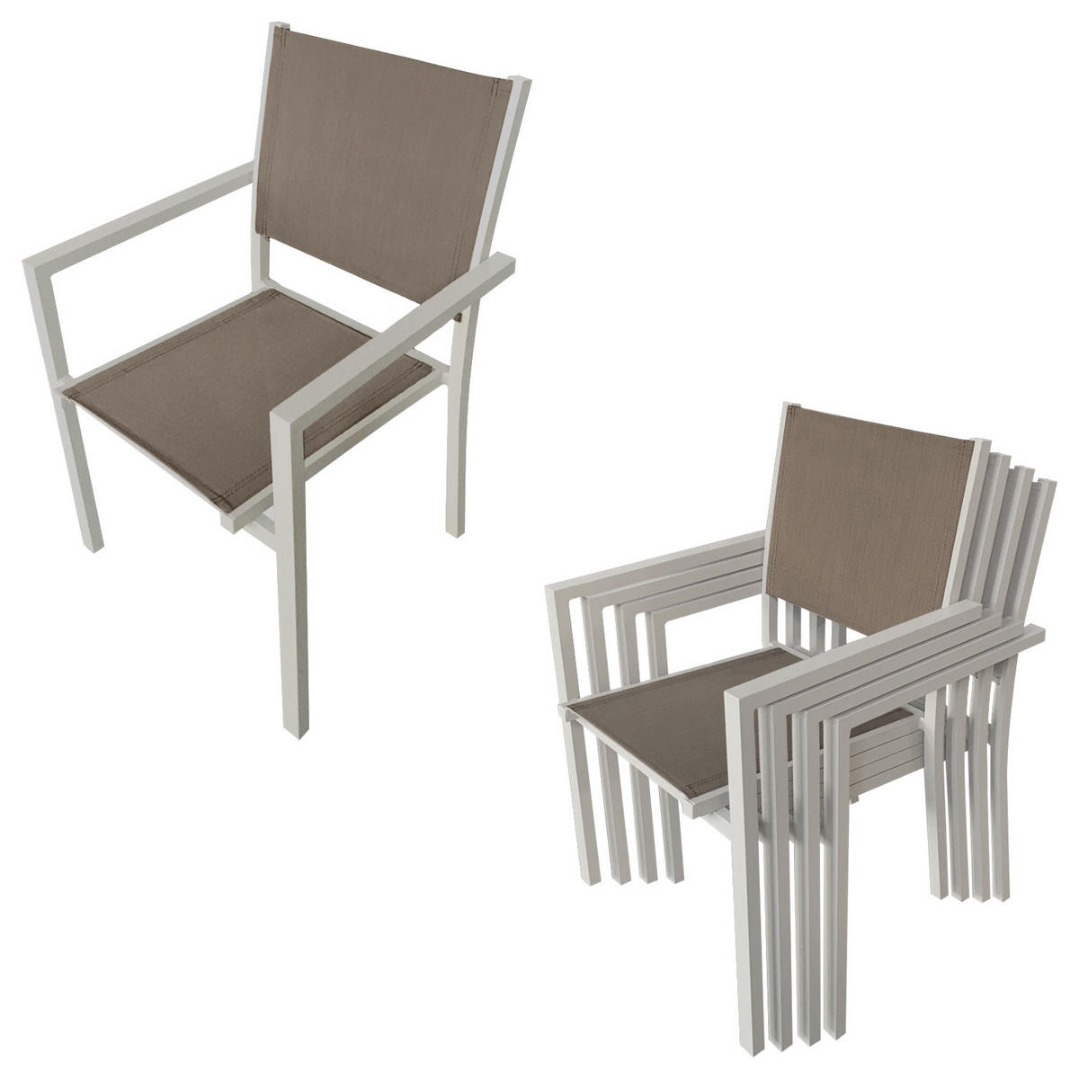 GARTENMÖBEL Cagliari Taupe 8 Plätze - Braun, Metall - Happy Garden