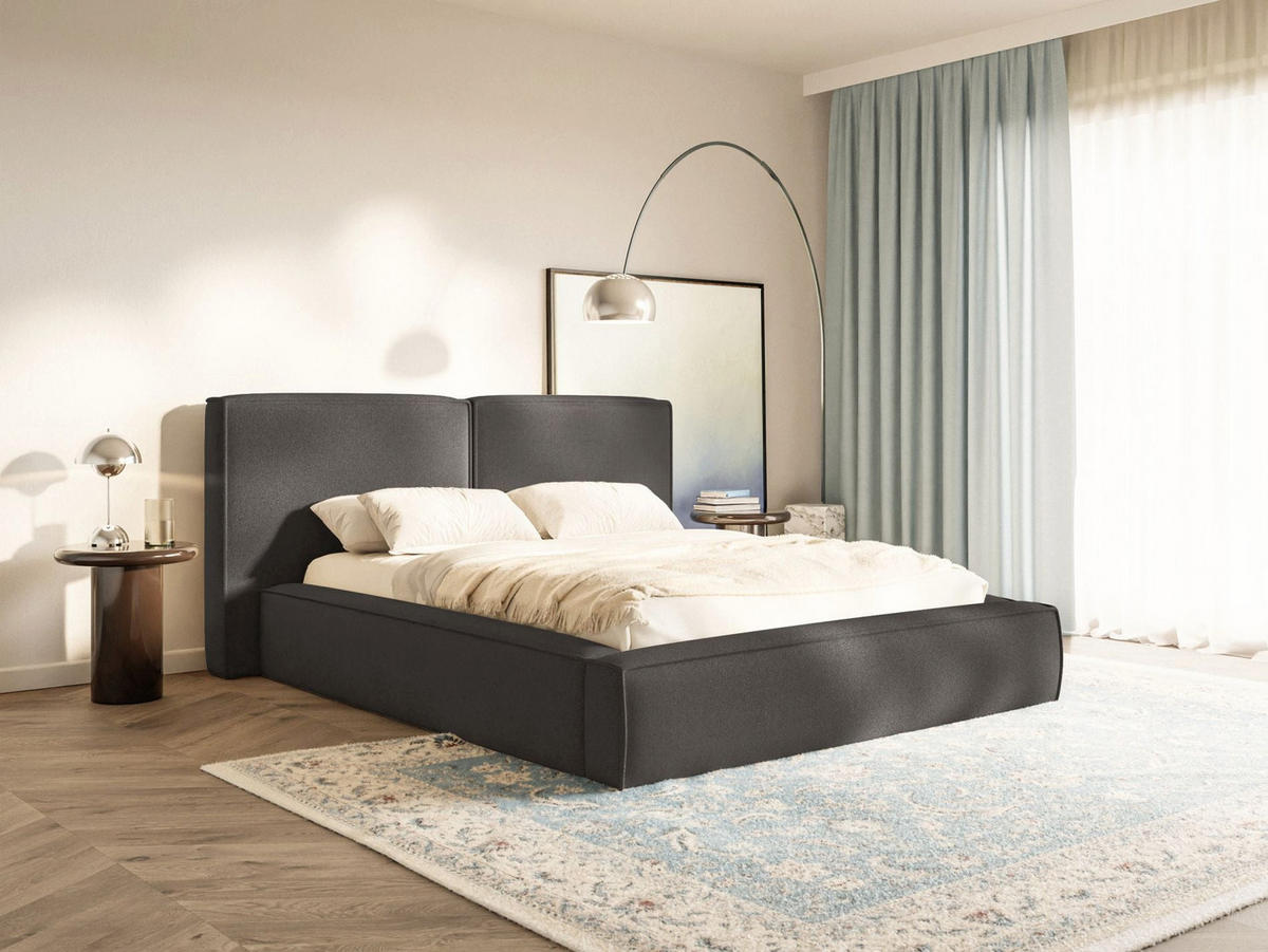 POLSTERBETT Tilves Graphitgrau 180x200 cm - Schwarz/Graphitfarben, Kunststoff/Textil (180/200cm) - Selsey