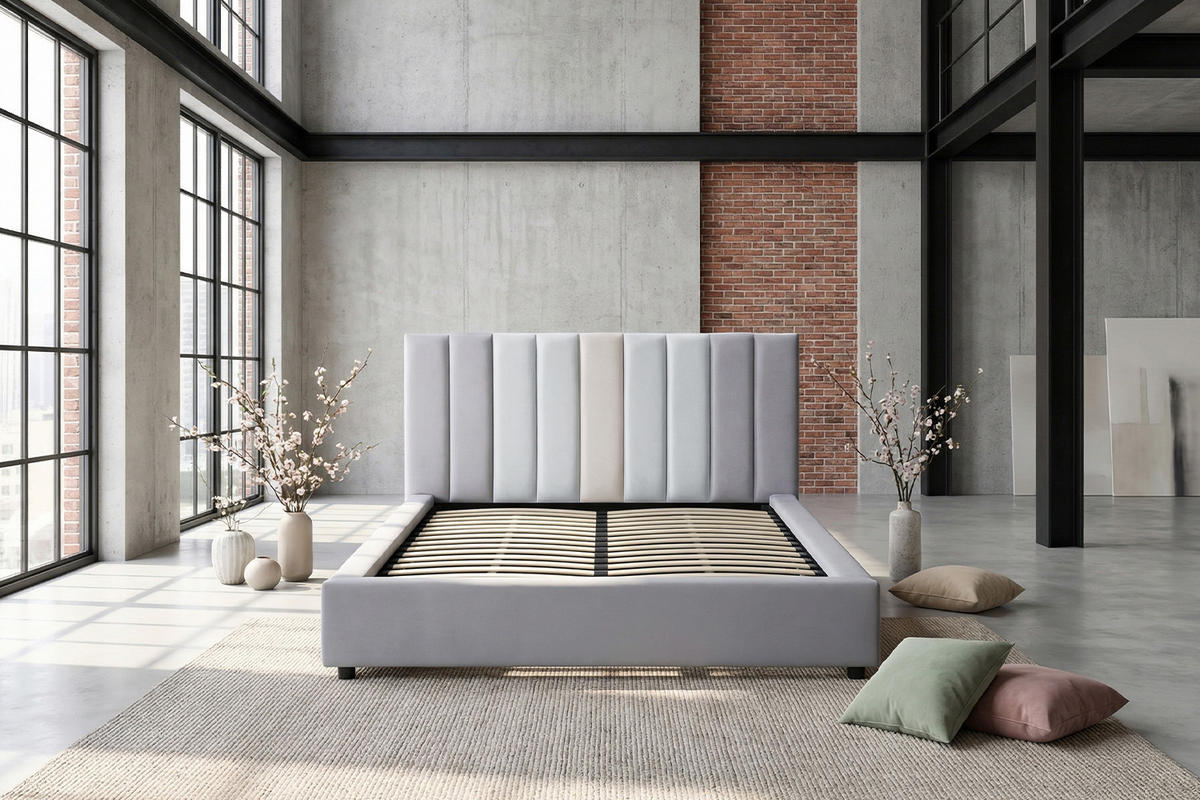 POLSTERBETT CATTURA Grau Velvet - Grau, Textil (160/200cm) - KAWOLA