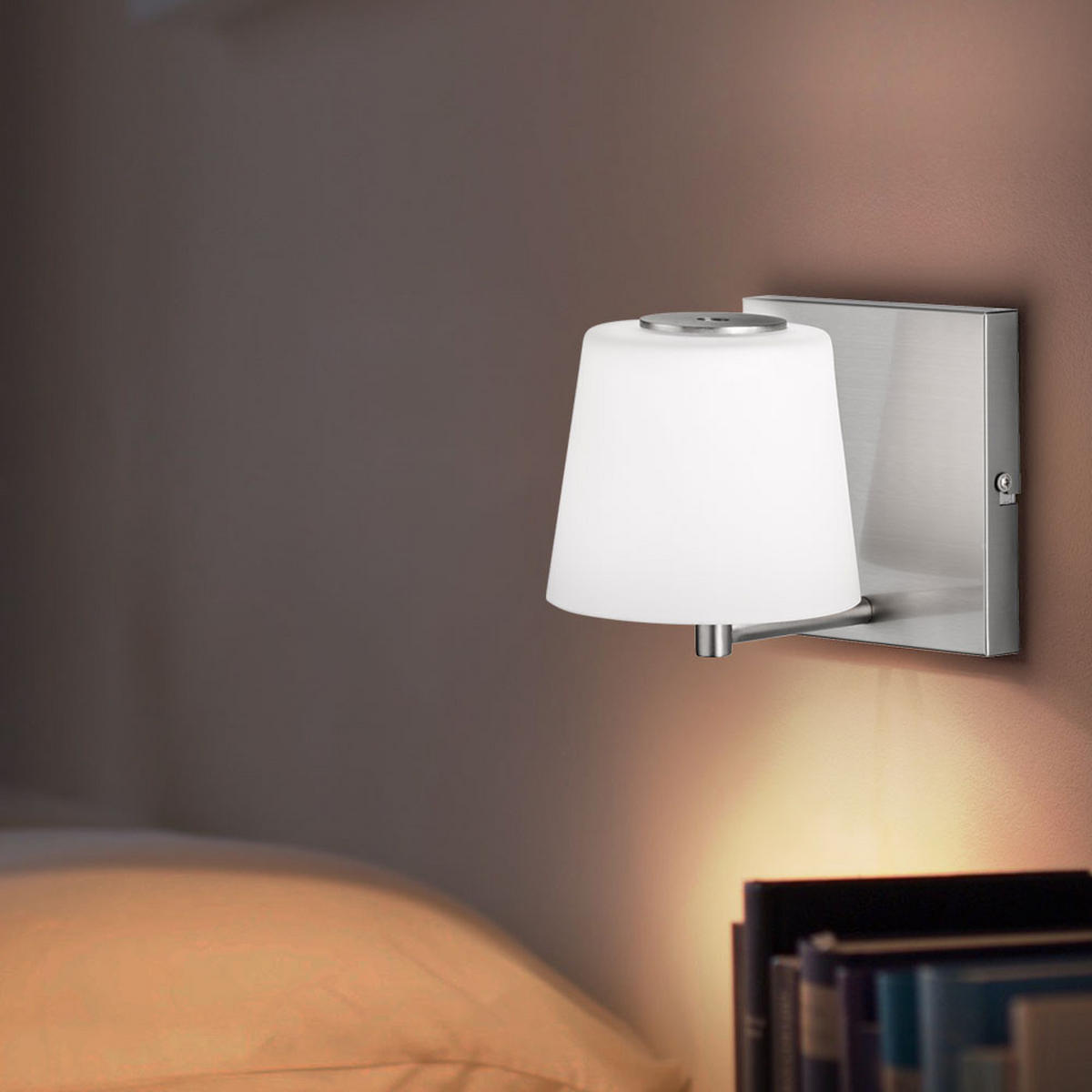 LED WANDLEUCHTE Metall Silber - Silberfarben, Glas (17/14/14cm) - Wofi