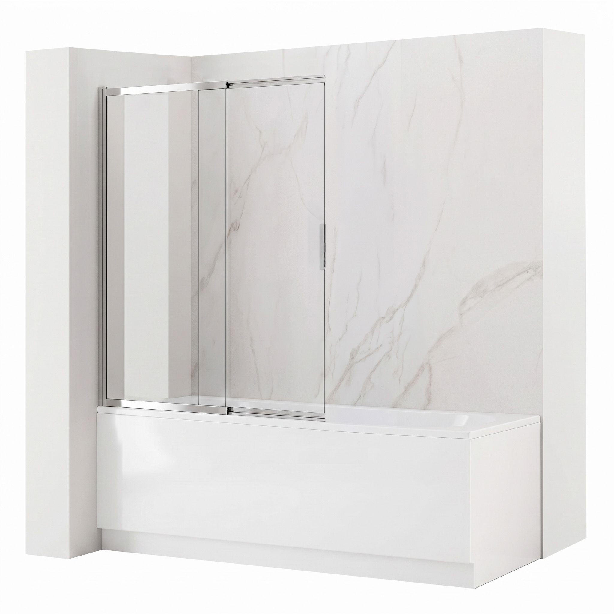 BADEWANNEN-DUSCHWAND Schiebetür Rea Dario Chrome 80 - Chromfarben, Glas (80/140cm) - REA